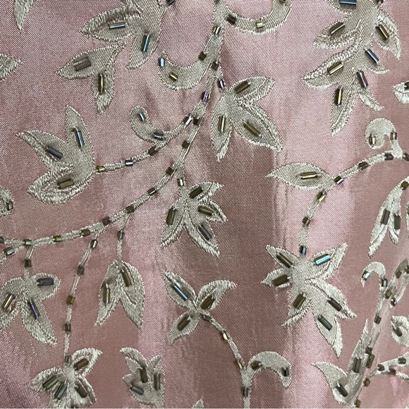 Vintage Dress Pink Sleeveless Formal D Floral Embroidery Beaded Homecoming Hoco - Picture 6 of 16
